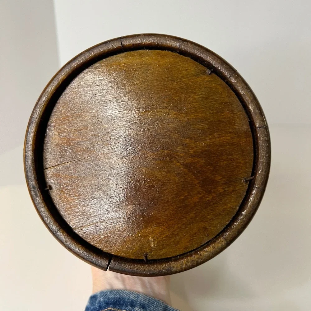 Antique Circa 1900 English Oak &‎ Celtic Silver Plate Biscuit Barrel Lid Handle